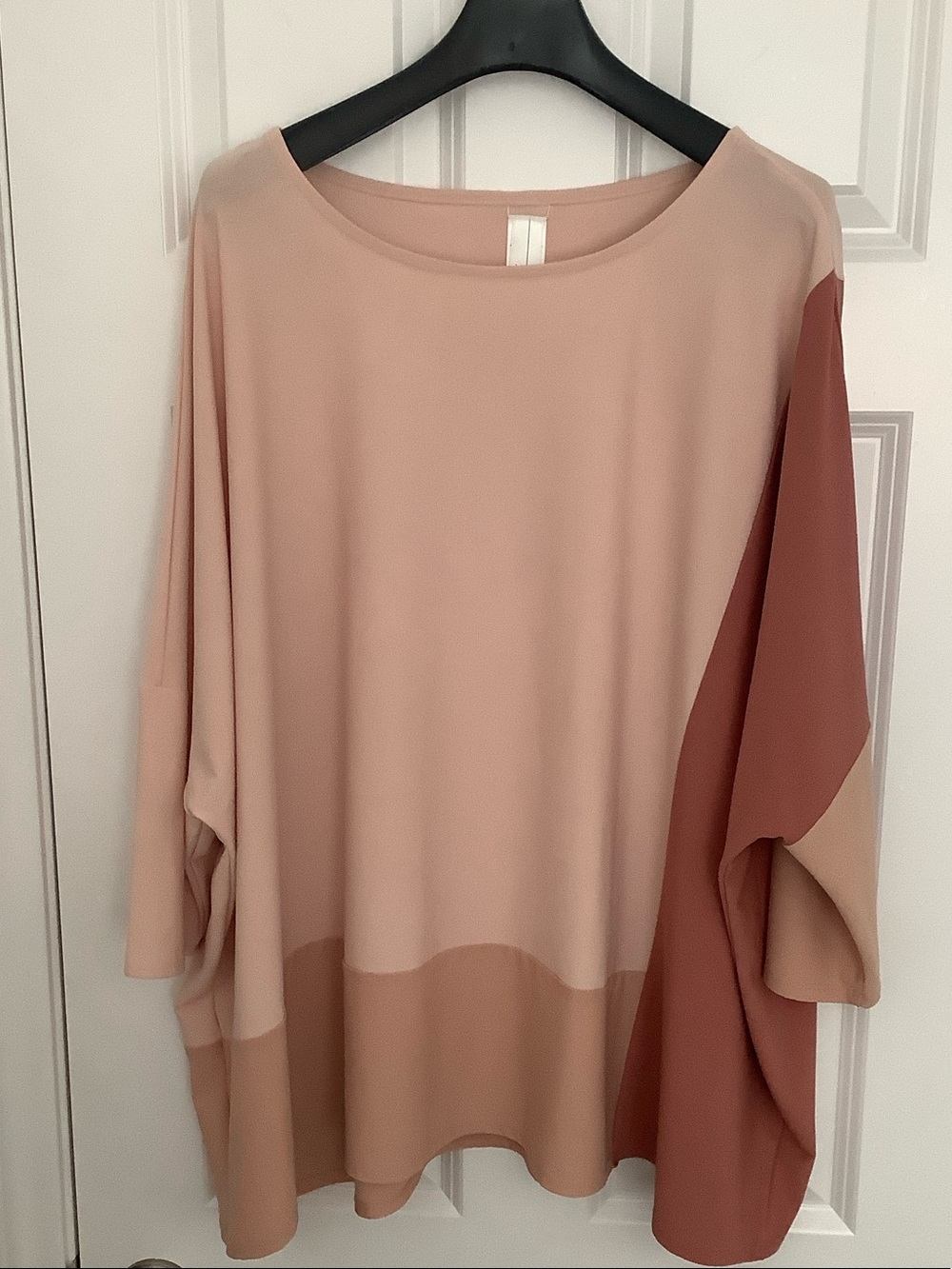 Relaxed Colorblock Tunic Top in Blush Pink